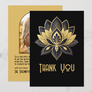 Schwarze und goldene Gatsby-Style Art Deco Hochzei Dankeskarte