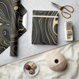Schwarze und goldene Geode Strata Texturen Geschenkpapier