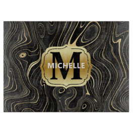 Schwarze und goldene Geode Strata Texturen Schneidebrett