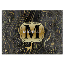 Schwarze und goldene Geode Strata Texturen Schneidebrett