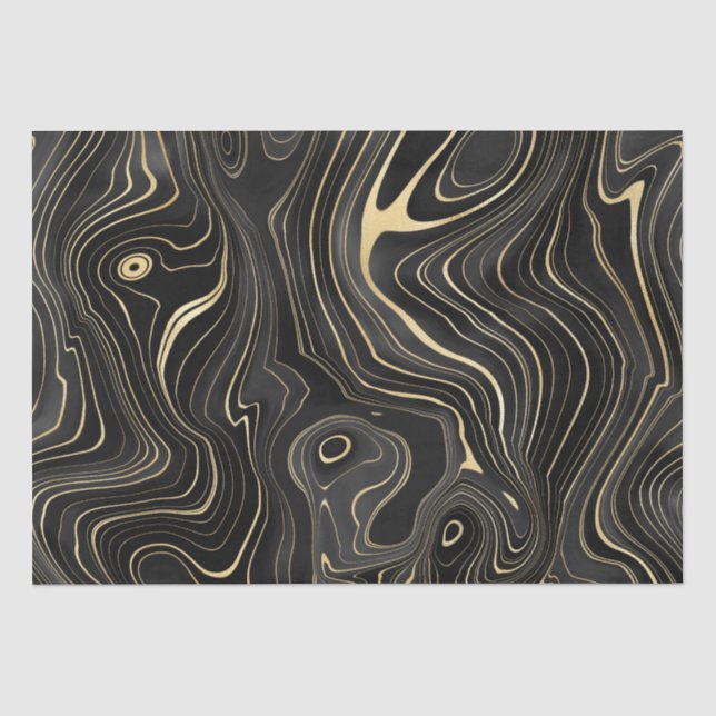 Schwarze und goldene Geode Strata Texturen Seidenpapier (Vorderseite)