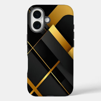 Schwarze und goldene geometrische Kunst iPhone 16 Hülle
