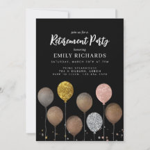 Schwarze und goldene Glitter-Ballon-Ruhestandsfeie