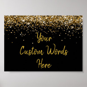 Schwarze und goldene Glitter-Geburtstagsfeier Jubi Poster