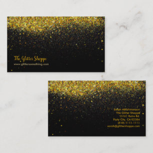 Schwarze und goldene Glitter-Tropfen Visitenkarte