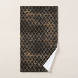 Schwarze und goldene Glitzer-Drachenskala Handtuch