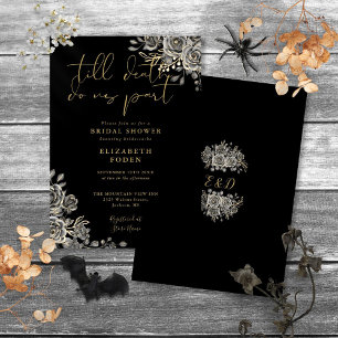 Schwarze und goldene gotische Rosen Floral Brautpa Einladung