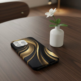 Schwarze und goldene Handyhülle iPhone 15 Pro Hülle