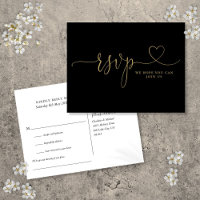 Schwarze und goldene Herz-Schrift Songwunsch RSVP-