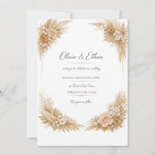 Schwarze und goldene Hochzeitseinladungsvorlage Einladung