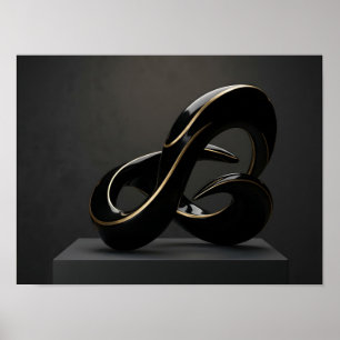 Schwarze und goldene Infinity-Skulptur-Leinwanddru Poster