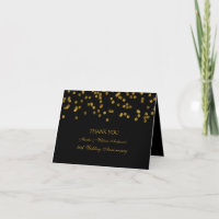 Schwarze und goldene Konfetti-Jubiläums-Dankeskart