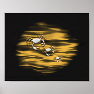 Schwarze und goldene Krabben Tropische druckbare K Poster