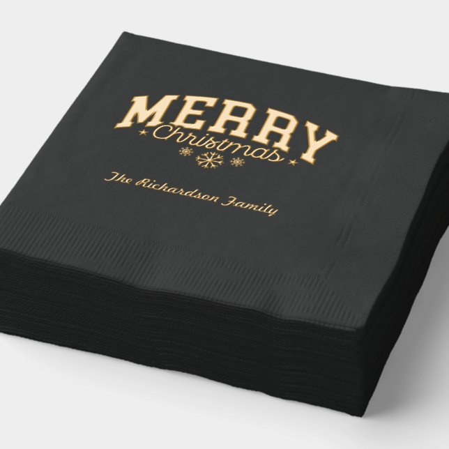 Schwarze und goldene kundenspezifische Weihnachtsm Servietten Mit Folie (Ausschnitt)