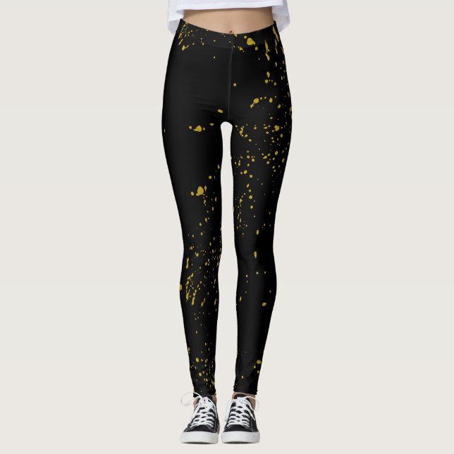 Schwarze und goldene Leggings (Vorderseite)