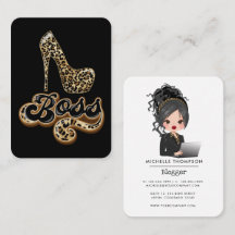 Schwarze und goldene Leopard-Boss-Dame Visitenkart