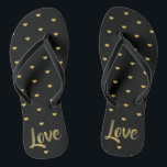 Schwarze und goldene Lieben Flip Flops<br><div class="desc">Sehr trendig und sehr chic,  Leckerei selbst oder jemand,  der diese Schwarz-Gold-Liebe Herzen flip Flops.</div>