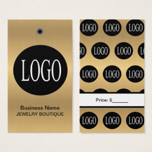 Schwarze und goldene Logo-Schmuck-Preisschilder