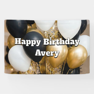 Schwarze und goldene Luftballons Personalisiert Al Banner
