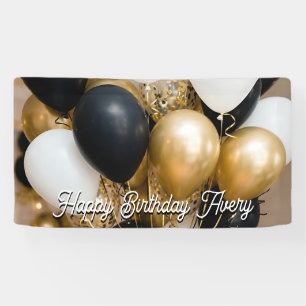 Schwarze und goldene Luftballons personalisiert Al Banner