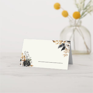 Schwarze und goldene Luxus-Blumen-Platzkarte Platzkarte