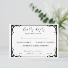 Schwarze und goldene Luxus-Hochzeits-RSVP-Karte