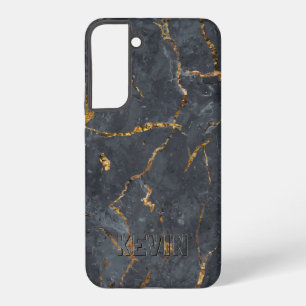 Schwarze und goldene Luxus-Marmorstruktur Samsung Galaxy Hülle