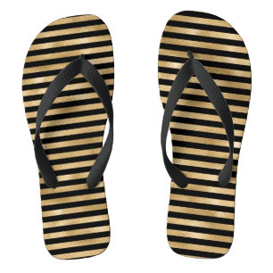 Schwarze und goldene Mädchen-Pair Flip-Flops Flip Flops
