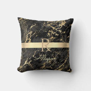 Schwarze und goldene Marmor, Goldbarren, DIY-Name  Kissen