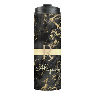 Schwarze und goldene Marmor, Goldbarren, DIY-Name  Thermosbecher