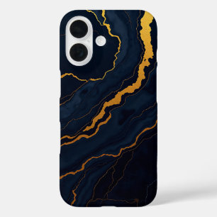 Schwarze und goldene Marmor-inspirierte Handyhülle iPhone 16 Hülle