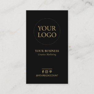 Schwarze und goldene Minimal-Logos Business Social Visitenkarte
