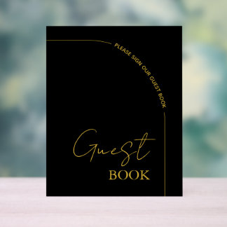 Schwarze und goldene moderne minimalistische Hochz Acrylschild