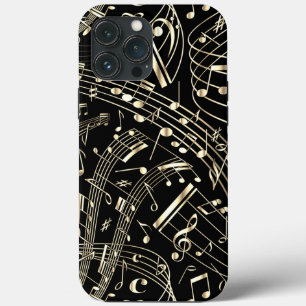 Schwarze und goldene Musiknoten Case-Mate iPhone Hülle