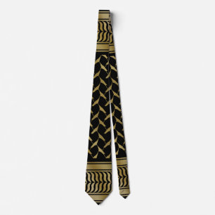 Schwarze und goldene palästinensische Kuffiyeh Krawatte