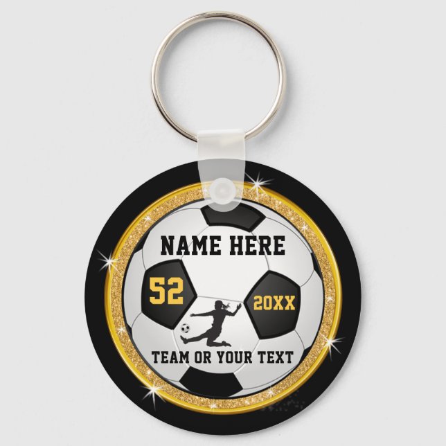 Schwarze und goldene Personalisierte Fußball-Schlü Schlüsselanhänger (Vorderseite)