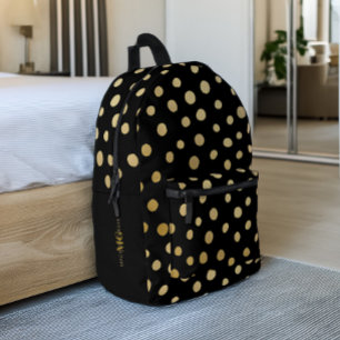 Schwarze und goldene personalisierte Punkte Bedruckter Rucksack