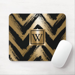 Schwarze und goldene Pinselstriche Mousepad