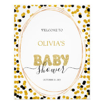 Schwarze und goldene Punkte Babydusche Begrüßungsz