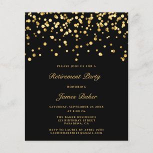 Schwarze und goldene Rente - Party Einladung Flyer