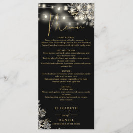 Schwarze und goldene Rose beleuchten gotische Hoch Menükarte