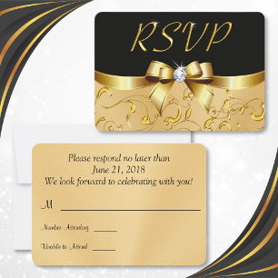 Schwarze und goldene RSVP-Karten, individuell eins RSVP Karte
