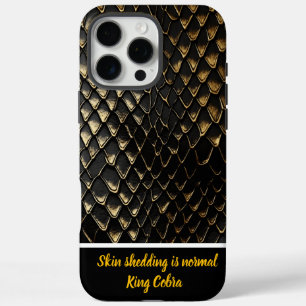 Schwarze und goldene Schlangenhaut iPhone 16 Pro Max Hülle