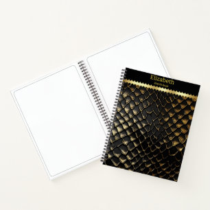 Schwarze und goldene Schlangenhaut Notizbuch