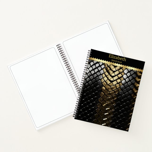 Schwarze und goldene Schlangenhaut Notizbuch (Innenseite)