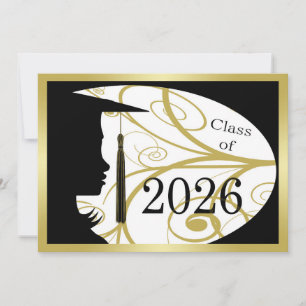 Schwarze und goldene Silhouette 2026 Karte