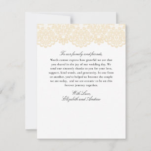 Schwarze und goldene Spitzen Elegante Script-Hochz Dankeskarte