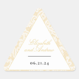 Schwarze und goldene Spitzen Elegante Script-Hochz Dreieckiger Aufkleber