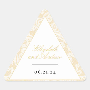 Schwarze und goldene Spitzen Elegante Script-Hochz Dreieckiger Aufkleber