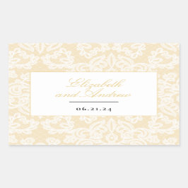 Schwarze und goldene Spitzen Elegante Script-Hochz Rechteckiger Aufkleber